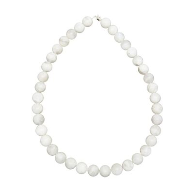 Moonstone necklace - 12mm ball stones - 56 cm - Silver clasp