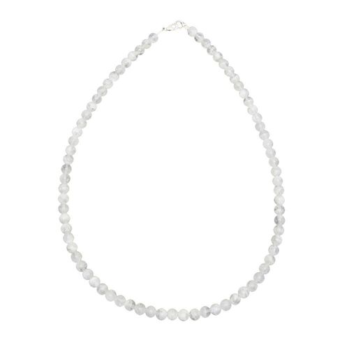 Collier Pierre de lune - Pierres boules 6mm - 48 cm- Fermoir argent