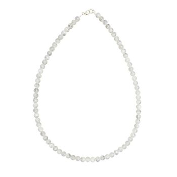 Collier Pierre de lune - Pierres boules 6mm - 48 cm- Fermoir argent 2