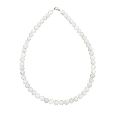 Collana Moonstone - Pietre a sfera 8mm - 39 cm - Chiusura in argento