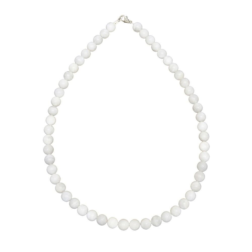 Collana Moonstone - Pietre a sfera 8mm - 42 cm - Chiusura in argento