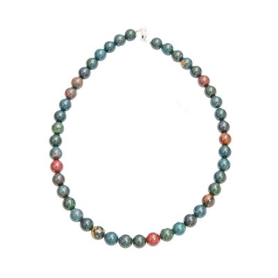 Collar de piedra de sangre - Piedras esféricas de 12 mm - 48 cm - Cierre de plata