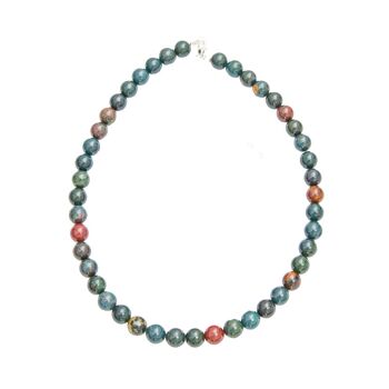 Collier Pierre de sang - Pierres boules 12mm - 48 cm- Fermoir or