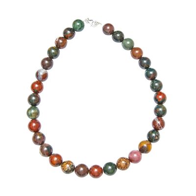 Bloodstone necklace - 14mm ball stones - 39 cm - Silver clasp