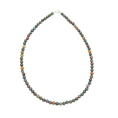 Collar de piedra de sangre - Piedras esféricas de 6 mm - 39 cm - Cierre de plata