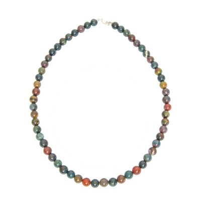 Bloodstone necklace - 8mm ball stones - 39 cm - Gold clasp