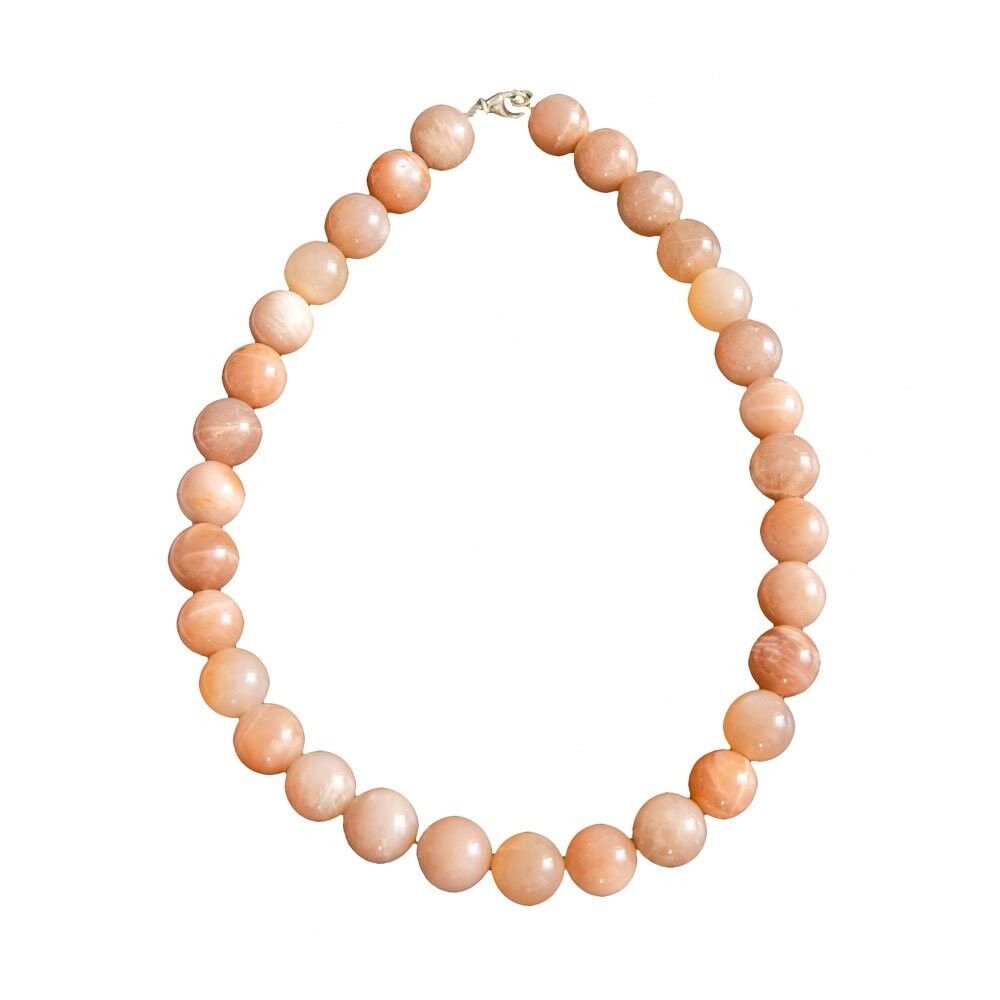 Collar Sunstone - Bolas de piedras de 14 mm - 56 cm - Cierre de oro