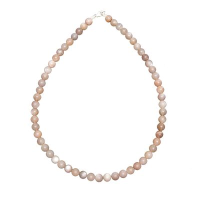 Sunstone necklace - 8mm ball stones - 39 cm - Silver clasp