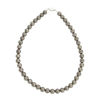 Iron pyrite necklace - 10mm ball stones - 39 cm - Gold clasp