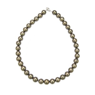 Iron pyrite necklace - 12mm ball stones - 39 cm - Silver clasp