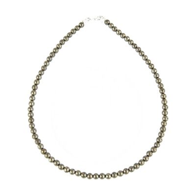 Iron pyrite necklace - 6mm ball stones - 39 cm - Silver clasp