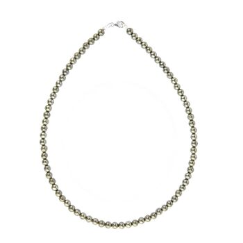 Collier Pyrite de fer - Pierres boules 6mm - 78 cm- Fermoir argent 2