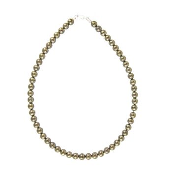 Collier Pyrite de fer - Pierres boules 8mm - 39 cm- Fermoir argent 2