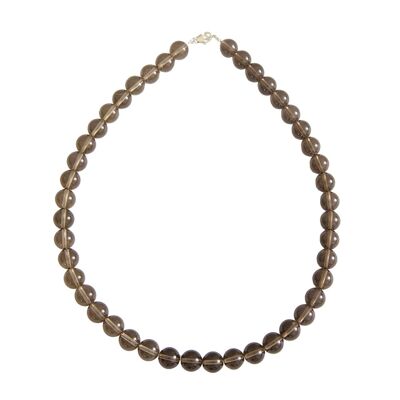 Smoky quartz necklace - 10mm ball stones - 42 cm - Gold clasp