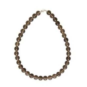 Collier Quartz fumé - Pierres boules 12mm - 39 cm- Fermoir argent 2