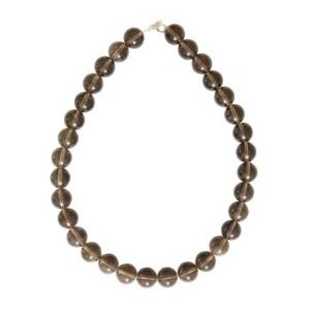 Collier Quartz fumé - Pierres boules 14mm - 42 cm- Fermoir or 2