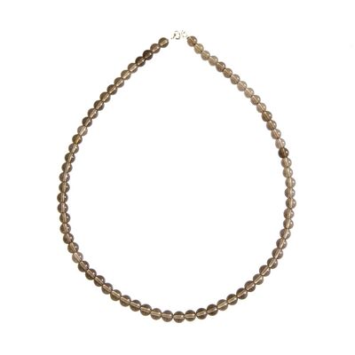 Collier Quartz fumé - Pierres boules 6mm - 39 cm- Fermoir argent