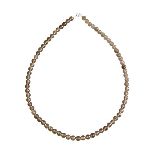 Collier Quartz fumé - Pierres boules 6mm - 42 cm- Fermoir argent