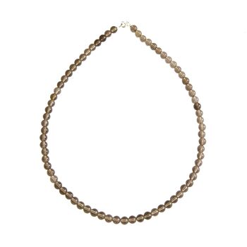 Collier Quartz fumé - Pierres boules 6mm - 48 cm- Fermoir or