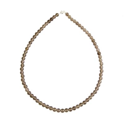 Collar de cuarzo ahumado - Piedras bola de 6 mm - 78 cm - Cierre de oro
