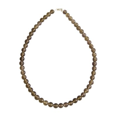 Collier Quartz fumé - Pierres boules 8mm - 39 cm- Fermoir argent