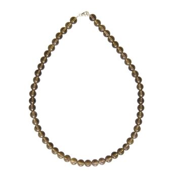 Collier Quartz fumé - Pierres boules 8mm - 42 cm- Fermoir or 2