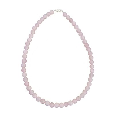 Pink quartz necklace - 8mm ball stones - 39 - FA
