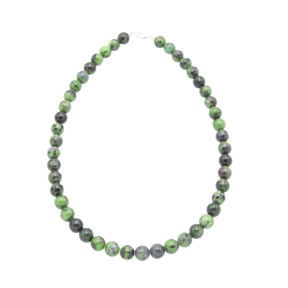 Collier Rubis sur Zoïsite - Pierres boules 10mm - 42 - FO