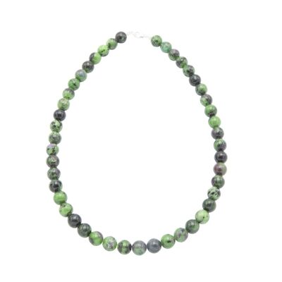 Collar de rubí sobre zoisita - Piedras esféricas de 10 mm - 78 - FO