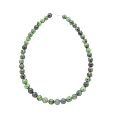 Ruby on Zoisite necklace - 10mm ball stones - 100 - FO