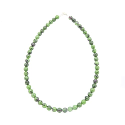 Collier Rubis sur Zoïsite - Pierres boules 8mm - 39 - FO