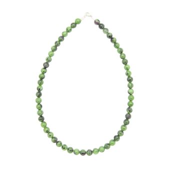 Collier Rubis sur Zoïsite - Pierres boules 8mm - 39 - FO 2