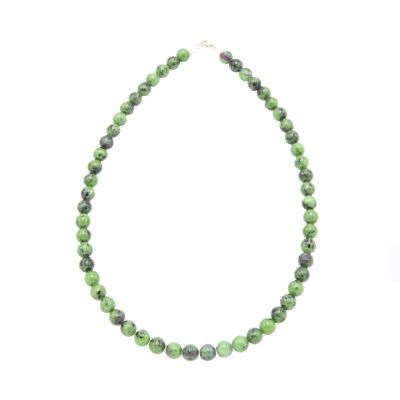 Ruby on Zoisite necklace - 8mm ball stones - 42 - FA