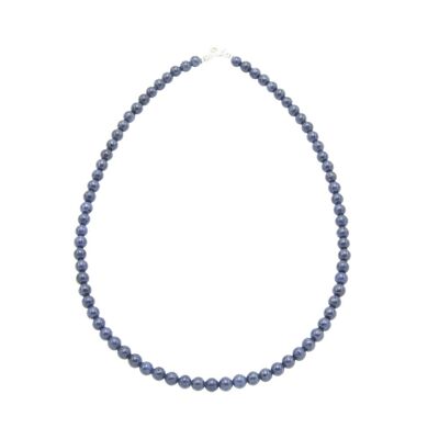 Saphir-Halskette – 6 mm Kugelsteine – 78 cm – Silberverschluss