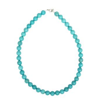 Collier Turquoise stabilisée - Pierres boules 10mm - 39 - FO 2