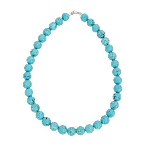 Collier Turquoise stabilisée - Pierres boules 12mm - 78 - FA