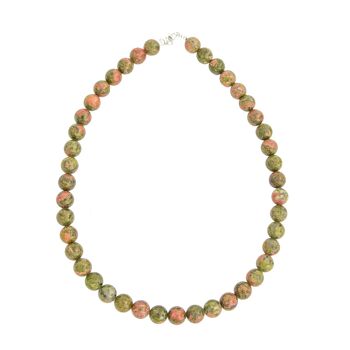 Collier Unakite - Pierres boules 10mm - 48 - FA 1