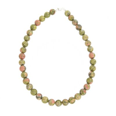 Unakite necklace - 12mm ball stones - 56 - FO