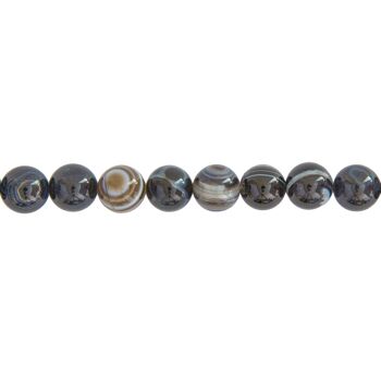 Fil Agate noire zonée - Pierres boules 12mm