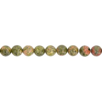 Fil Epidote - Pierres boules 10mm