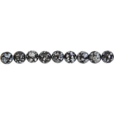 Fil Obsidienne neige - Pierres boules 10mm