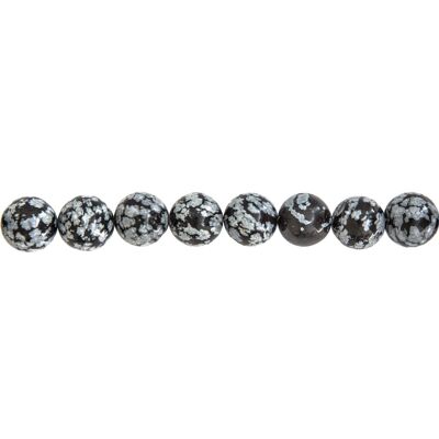 Fil Obsidienne neige - Pierres boules 12mm