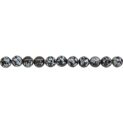 Fil Obsidienne neige - Pierres boules 6mm