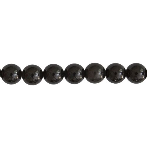 Fil Obsidienne noire - Pierres boules 14mm