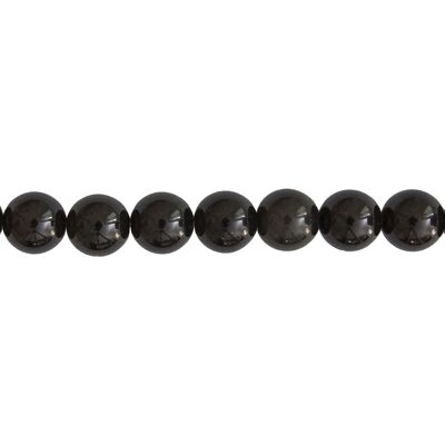 Schwarzer Obsidianfaden - 14 mm Kugelsteine