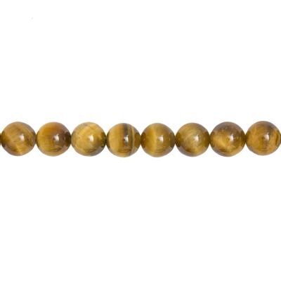 Hilo ojo de tigre dorado - piedras bola 12mm