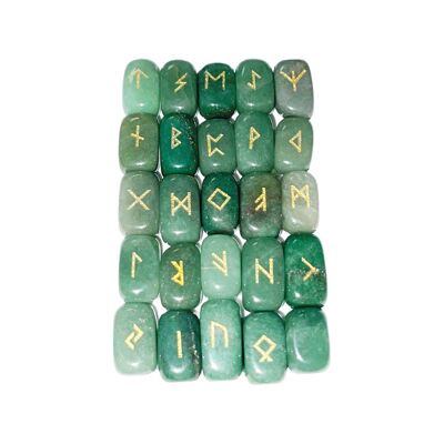 Set of 25 runes - Green Aventurine