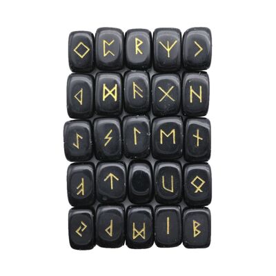 Set of 25 runes - Obsidian