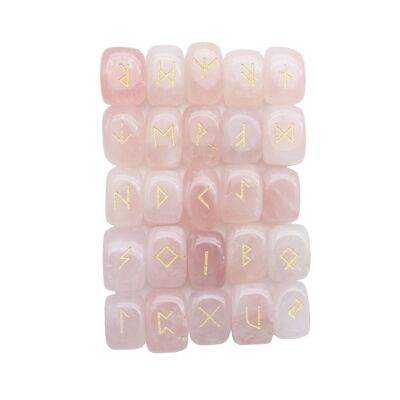 Jeu de 25 runes - Quartz rose