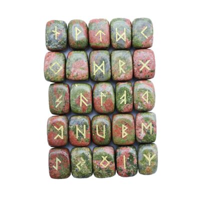 Set of 25 runes - Unakite